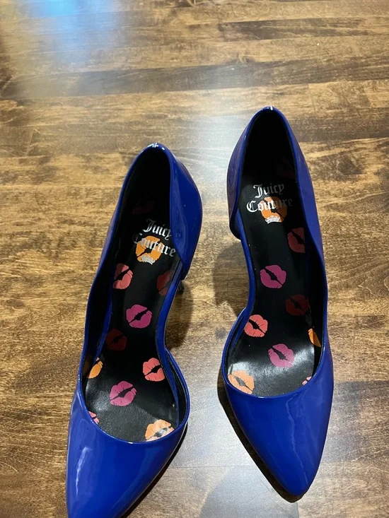 Juicy Couture Royal Blue Patent Pointed-Toe Stiletto Heels - Picture 3 of 5